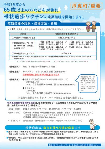 帯状疱疹予防接種リーフレット