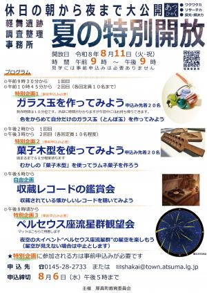 夏の特別開放事業ポスター