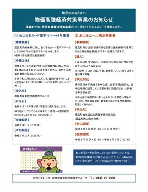 物価高騰経済対策事業のお知らせチラシ(表面)